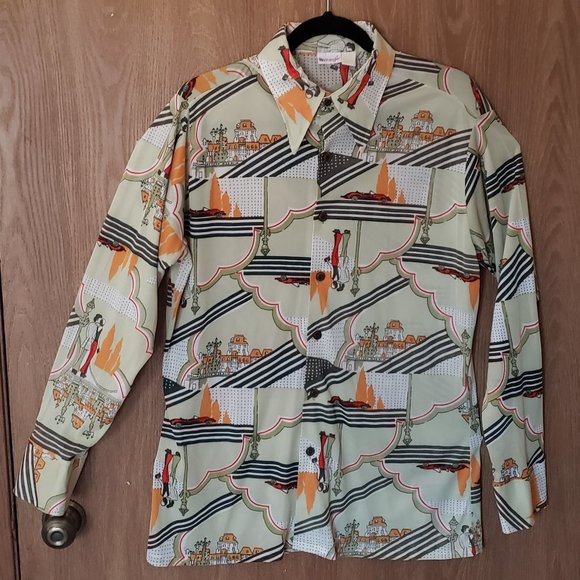 Vintage Mens Wrangler Polyester Shirt 16-16 1/2" - Picture 10 of 10